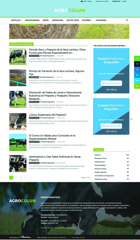AGROCOLUN 78 | NUTRICIÓN | Condición Corporal y Fertilidad
